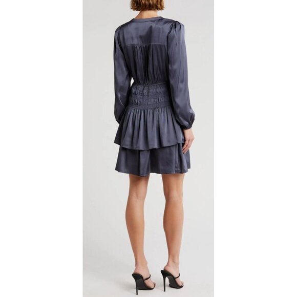 NWT Grey Collective V-Neck Long Sleeve Smocked Mini Dress Size Large - Picture 2 of 4